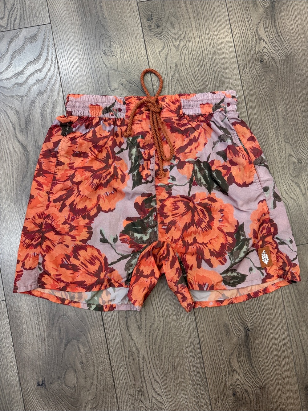FP Movement by Free People Orange Floral Drawstring Shorts